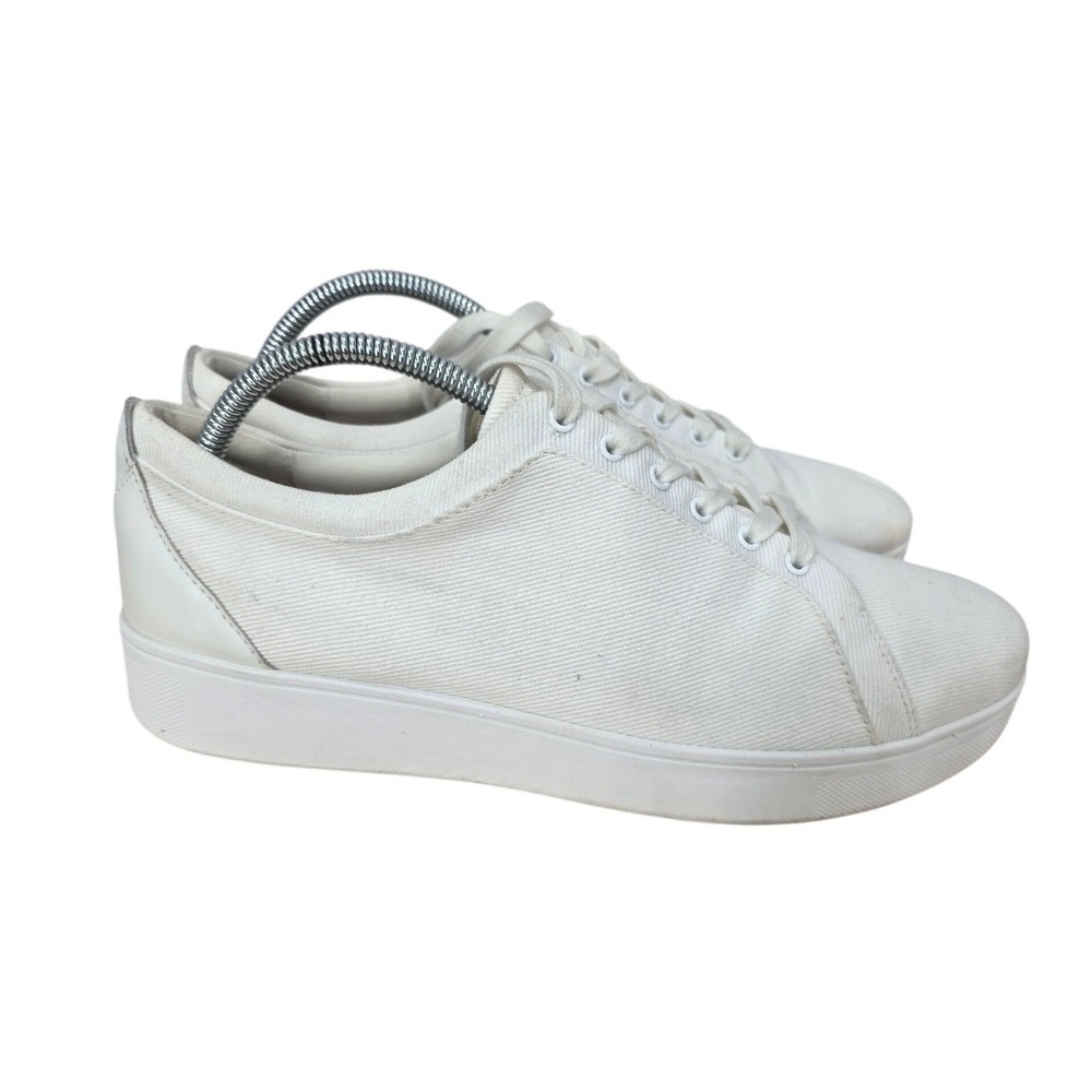 FitFlop Rally Sneakers Womens 10 White Canvas Low Top Casual Tennis Shoes Spring